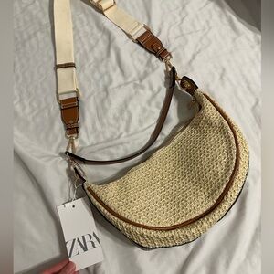 Zara crossbody straw bag